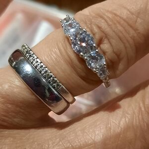 GENUINE SOLID STERLING SILVER ANNIVERSARY WEDDING BAND RING SIZE 6 CZ Rhodium